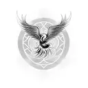 tribal Phoenix design with waves and fire and wind tattoo design idea