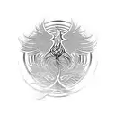 tribal Phoenix design with waves and fire and wind tattoo design idea