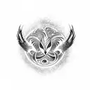 tribal Phoenix design with waves and fire and wind tattoo design idea