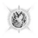 tribal Phoenix design with waves and fire and wind tattoo design idea
