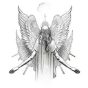 angel wings with yahweh between them tattoo design idea