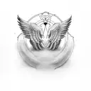 angel wings with yahweh between them tattoo design idea