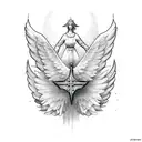 angel wings with yahweh between them tattoo design idea