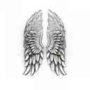 angel wings with yahweh between them tattoo design idea