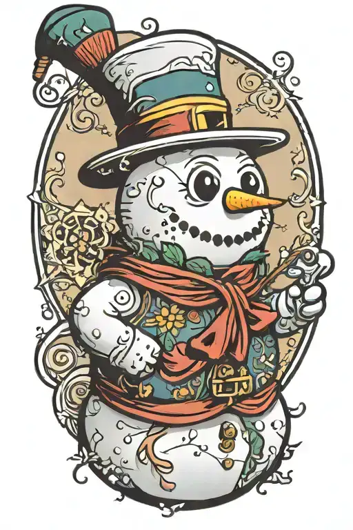 manly snowman tattoo design idea