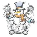 manly snowman tattoo design idea