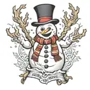 manly snowman tattoo design idea
