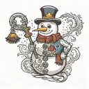 manly snowman tattoo design idea