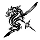 Knight fighting a basilisk  tattoo design idea