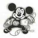 Mickey Mouse ballroom dancer with electrical wires tattoo design idea