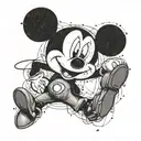 Mickey Mouse ballroom dancer with electrical wires tattoo design idea