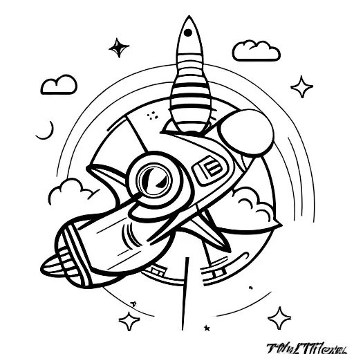astronaut rocket ship words The Sky's The Limits  tattoo design idea