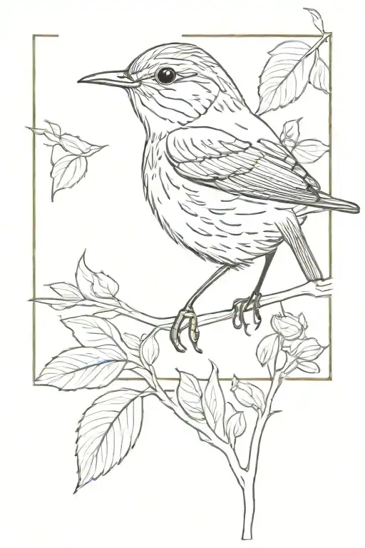 wren bird tattoo design idea