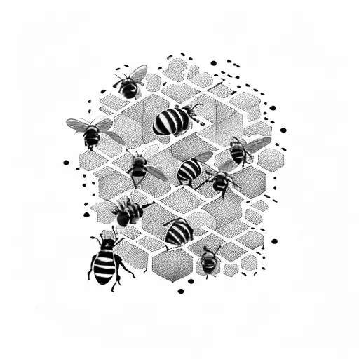 beehive with bees tattoo design idea