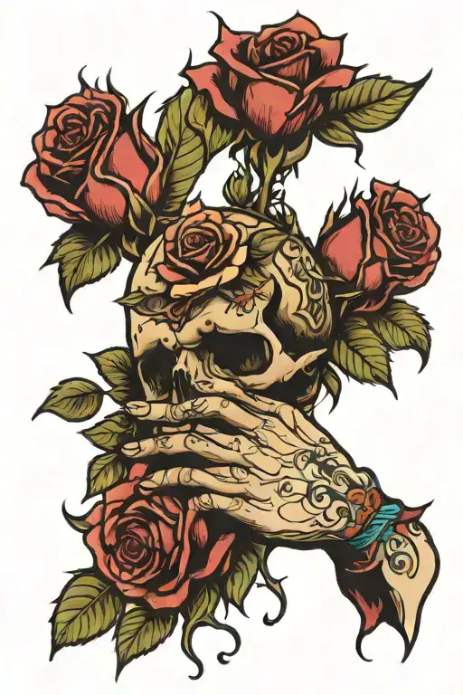 prayer hands roses Get rich or die trying tattoo design idea