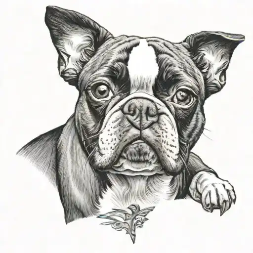Boston terrier dog tattoo design idea