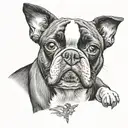Boston terrier dog tattoo design idea