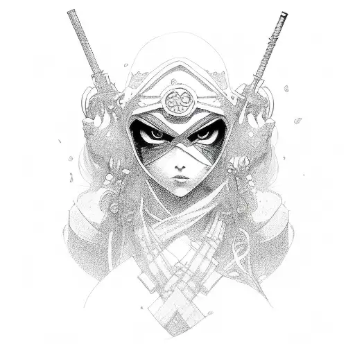 busty ninja babe tattoo design idea