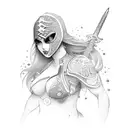 busty ninja babe tattoo design idea
