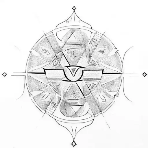 circle, triangle, Egyptian hieroglyphs, snake tattoo design idea