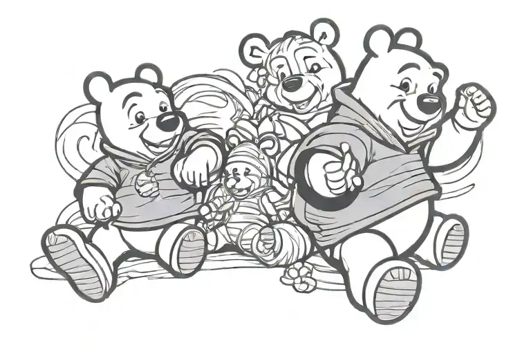 Thick line winne the Pooh tattoo design idea