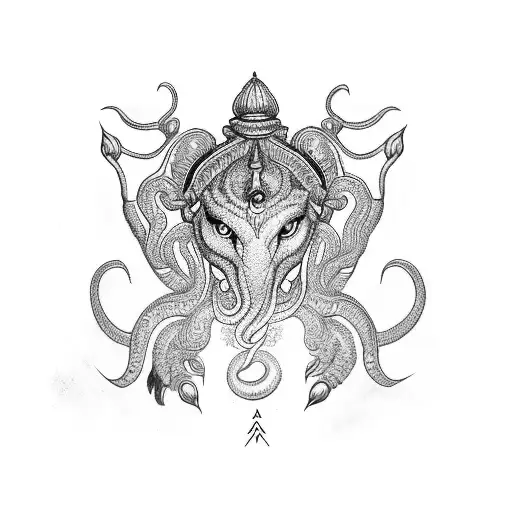 Hindu aum sign and Trishul paired with cobra wrapping around it tattoo design idea