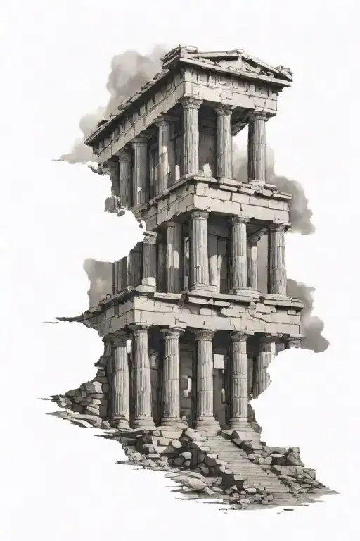 Parthenon and giza pyramids tattoo design idea