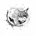 lone wolf on blood moon tattoo design idea