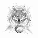 lone wolf on blood moon tattoo design idea