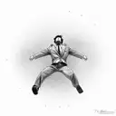 jumping man changing to the flying bird tattoo design idea
