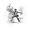 jumping man changing to the flying bird tattoo design idea