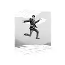 jumping man changing to the flying bird tattoo design idea