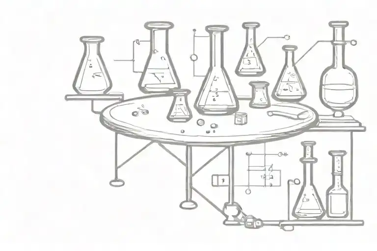 Chemistry equipment and the periodic table playing poker tattoo design idea
