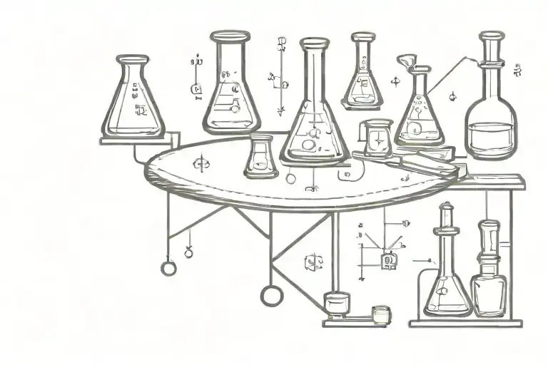 Chemistry equipment and the periodic table playing poker tattoo design idea