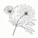 dandelion flower inside geometric shape  tattoo design idea