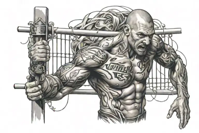 back tattoo cage fighter style  tattoo design idea