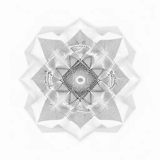 An abstract representation of gratitude in the form of a geometric pattern with a psychedelic twist tattoo design idea
