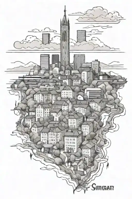 skyline of stuttgart Germany tattoo design idea