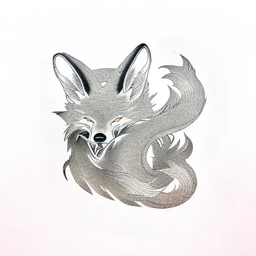 nine tailed fox tattoo design idea