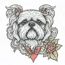 shih Tzu wearing red bows paisley  tattoo design idea