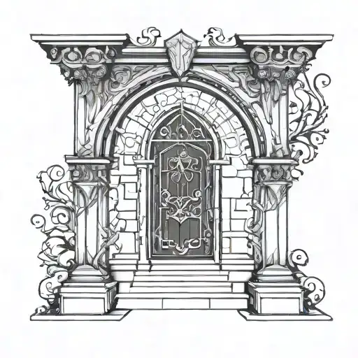 gothic doorway portal  tattoo design idea