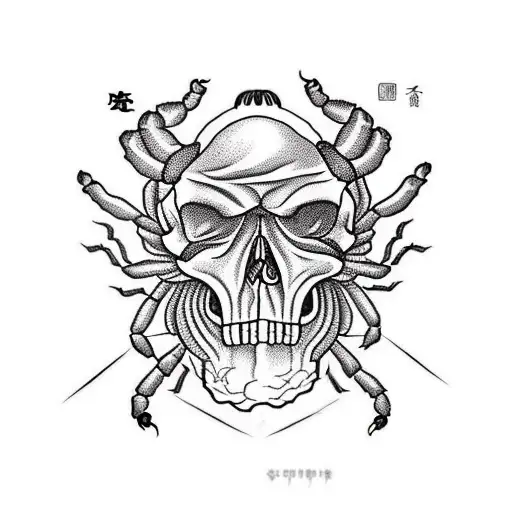 scorpion inside skull tattoo design idea