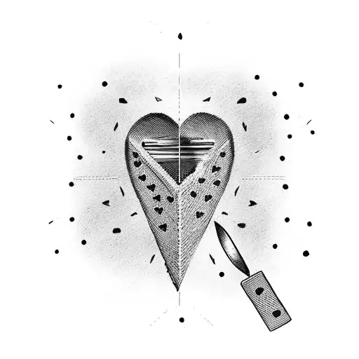 razor blade and a little heart inside tattoo design idea