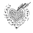 razor blade and a heart inside tattoo design idea