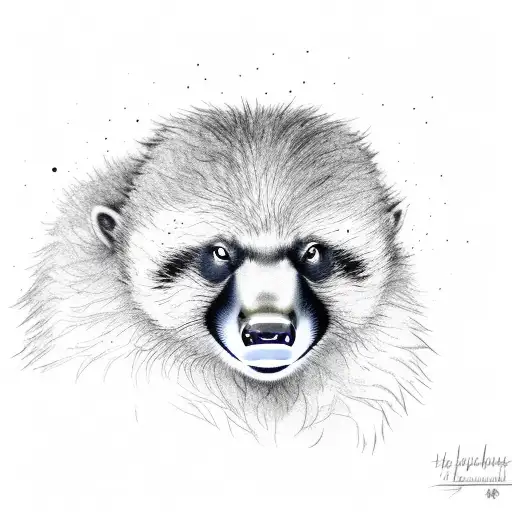 honey badger with Soviet ushanka  tattoo design idea