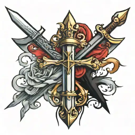 cross and sword tattoo design idea