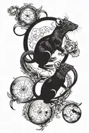 Rat and moon phase tattoo design idea