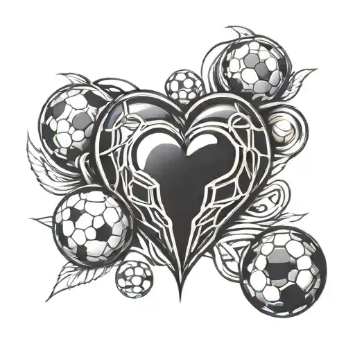 heart anatomic and balloon soccer ball tattoo design idea