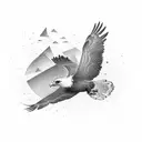 An eagle soaring above a mathematical formula, symbolizing the client's passion for math and their desire for personal growth tattoo design idea