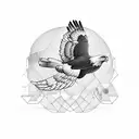 An eagle soaring above a mathematical formula, symbolizing the client's passion for math and their desire for personal growth tattoo design idea